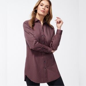 Chico's No Iron Stretch Sable Imperial Black/Brown Stripe Tunic 1 (8)